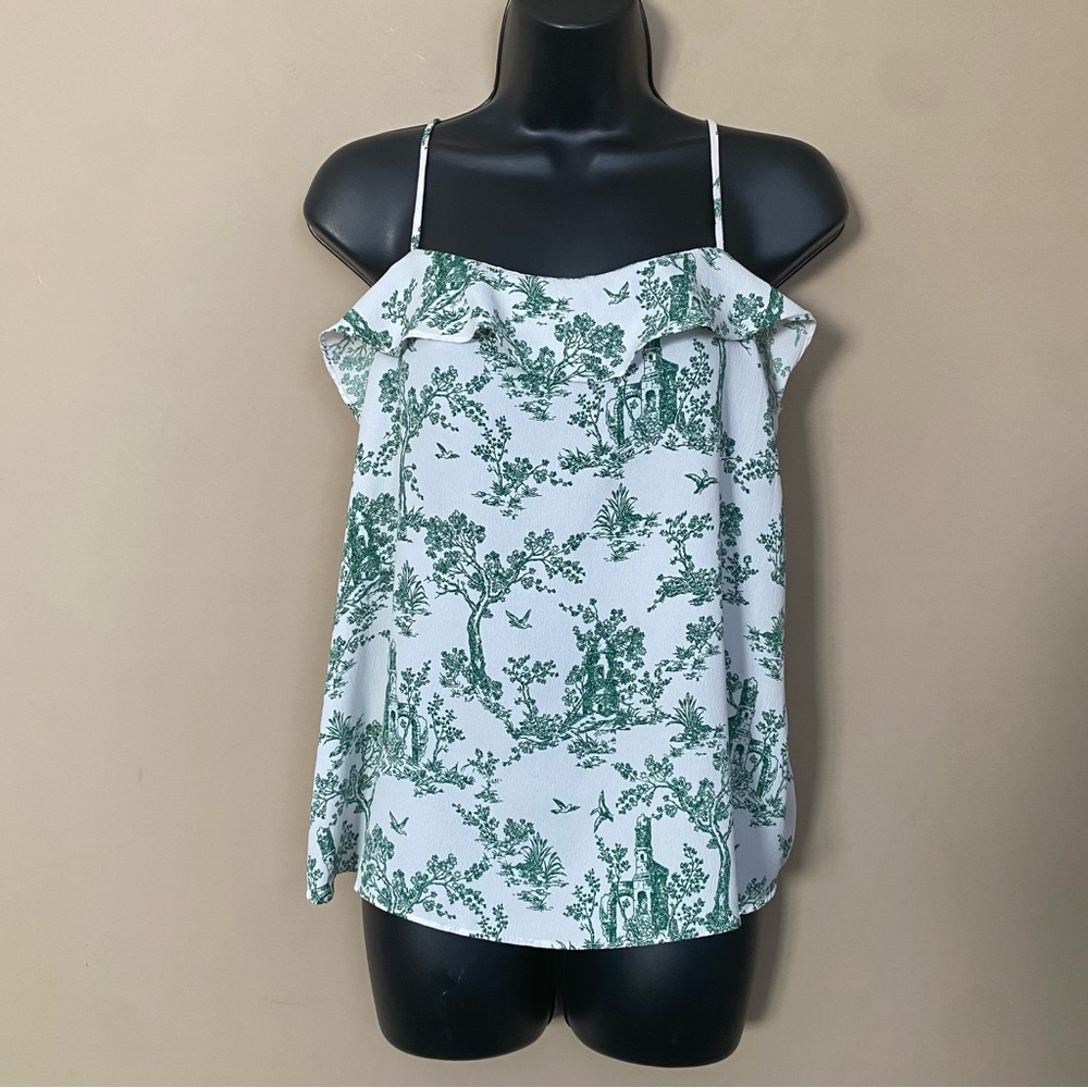 H&M Green White Toile Design Camisole Top